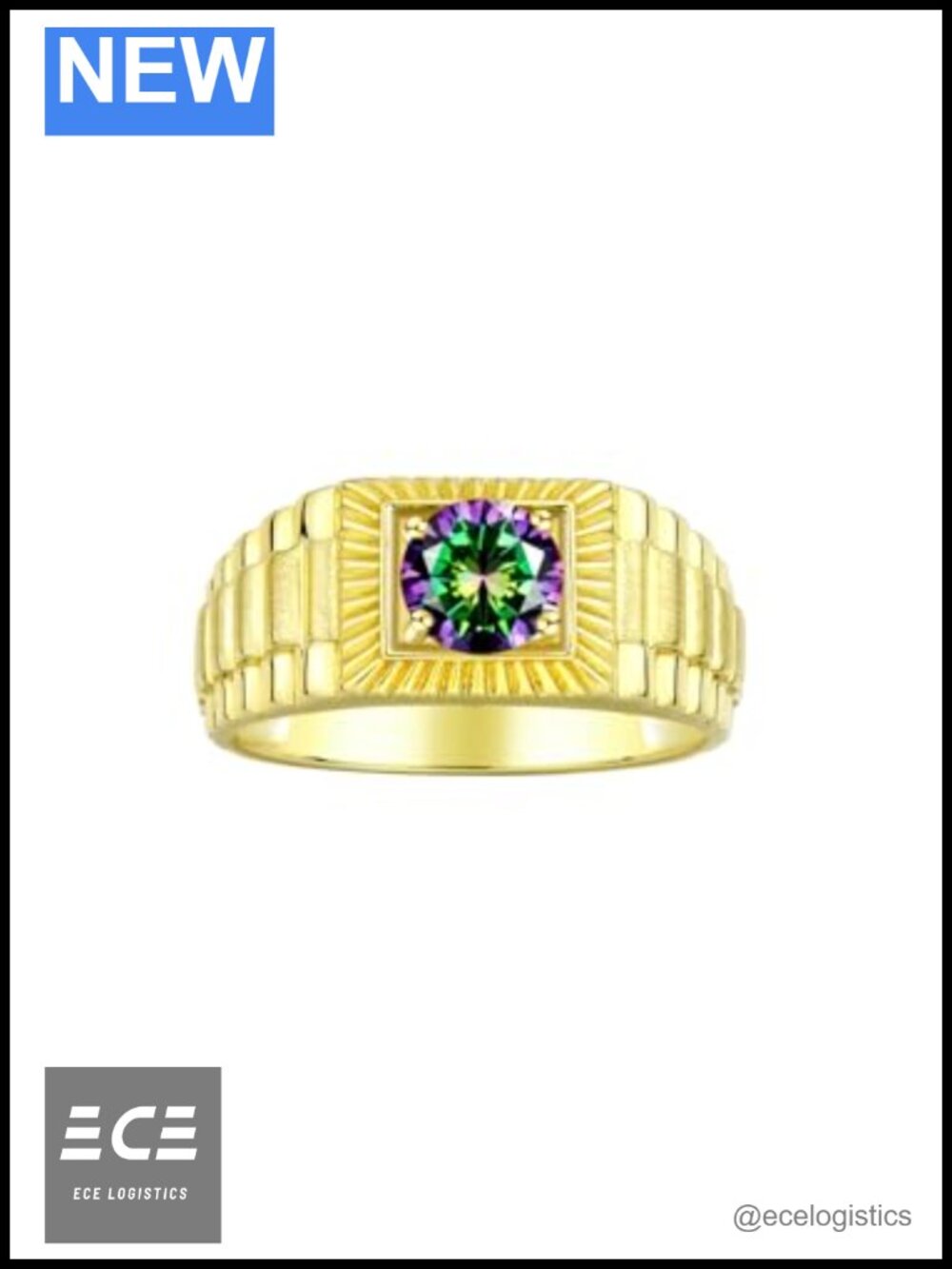 Yellow Gold Plated Silver Alexandrite Ring 7MM Round Birthstone